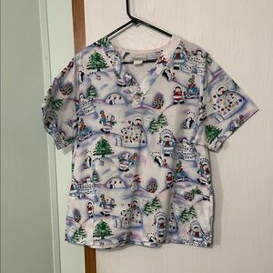 Fundamentally Cotton by White Swan Winter Wonderland Scrub Shirt